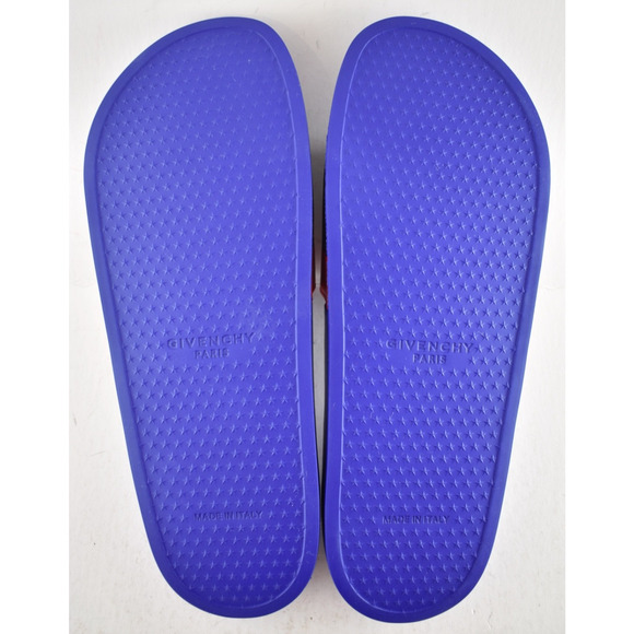 Givenchy Paris Blue Red White Logo Rubber Pool Slide Sandal Flip Flop Flat 44 11 main image 5